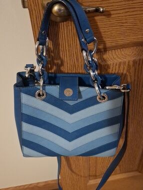 Michael Kors Chevron Shoulder Bag in Blue & Gray